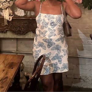 LIGHT BLUE BUTTERFLY MINI DRESS